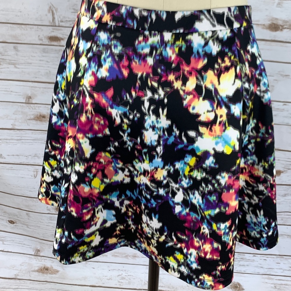 Lily Rose Scuba Skater Multi Color Mini Skirt
